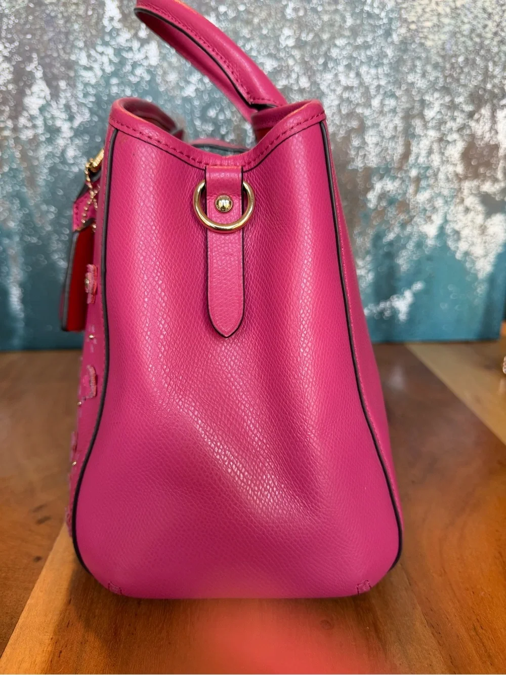 Coach Barbiecore HTF‎ Floral Appliqué Carryall Crossbody Dahlia Pink EUC